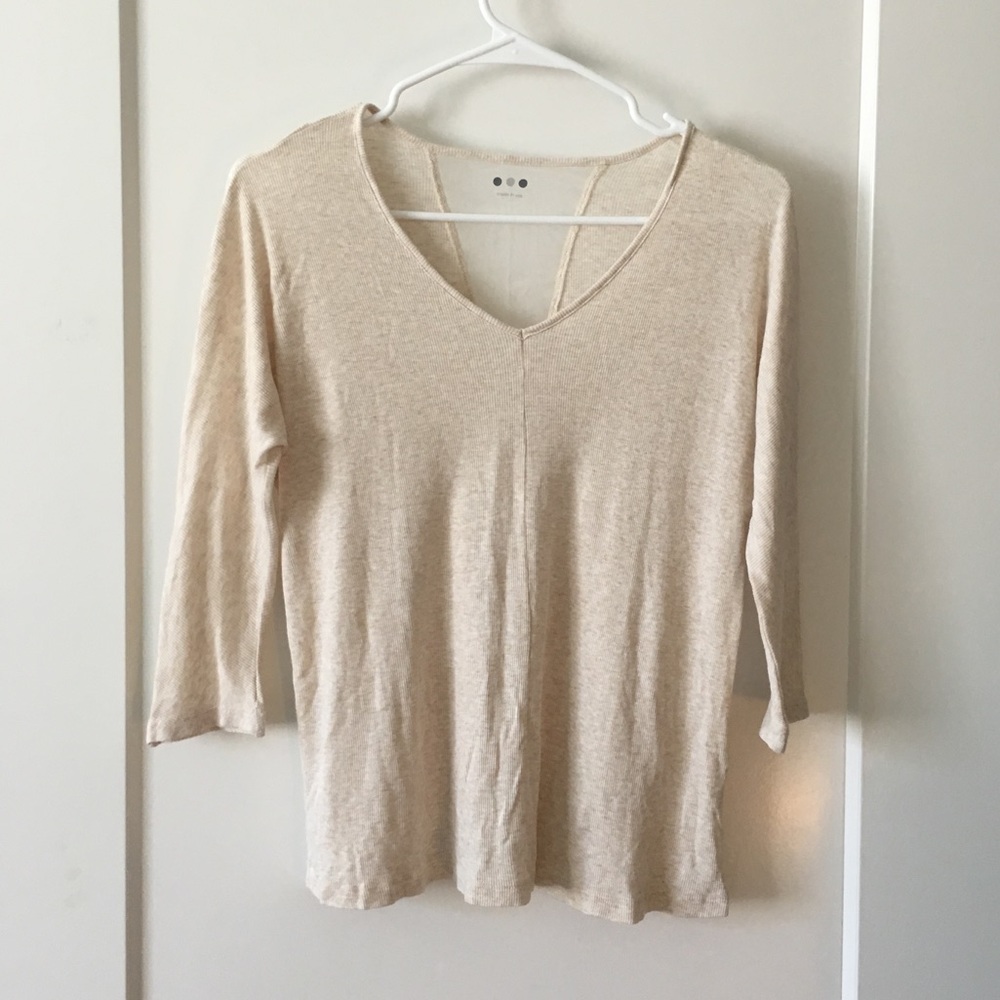 NEW Three dots oat cream long sleeve blouse